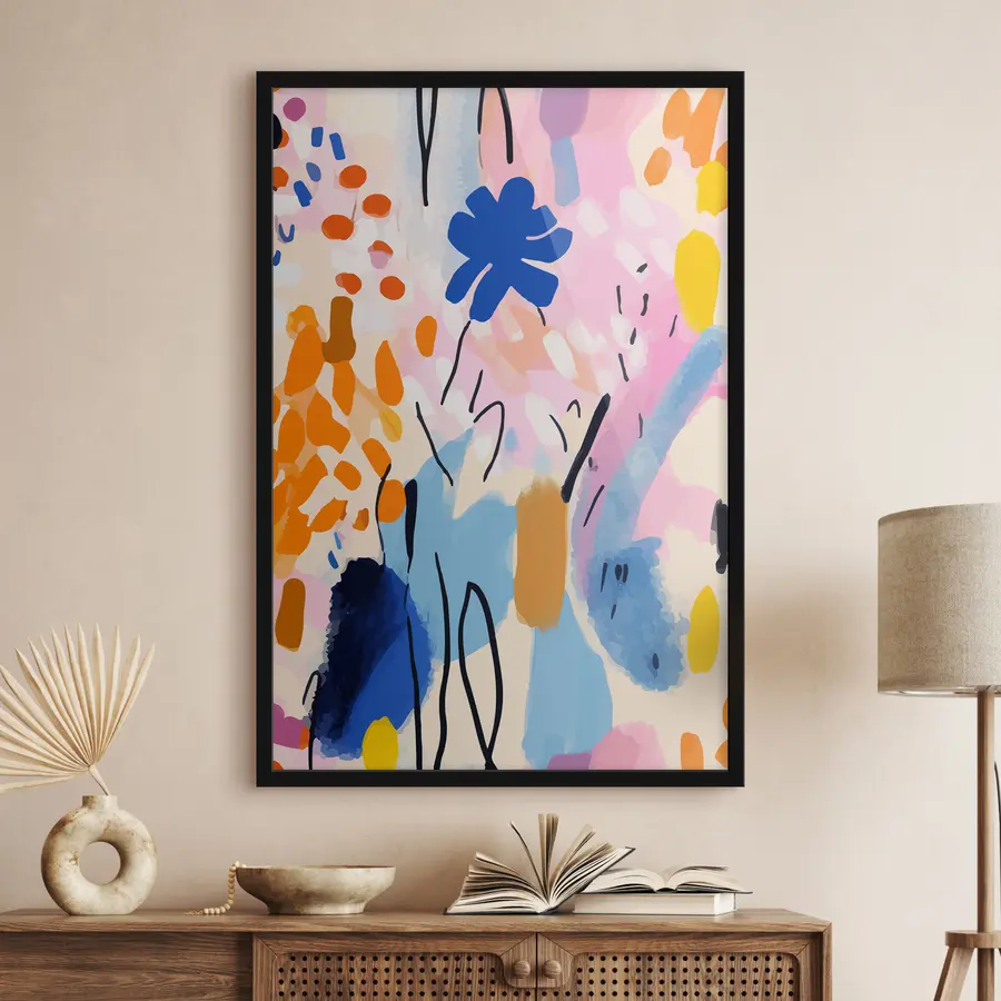 Fototapetes Spilgtas krāsas, kas dejo pāri audeklam f36596