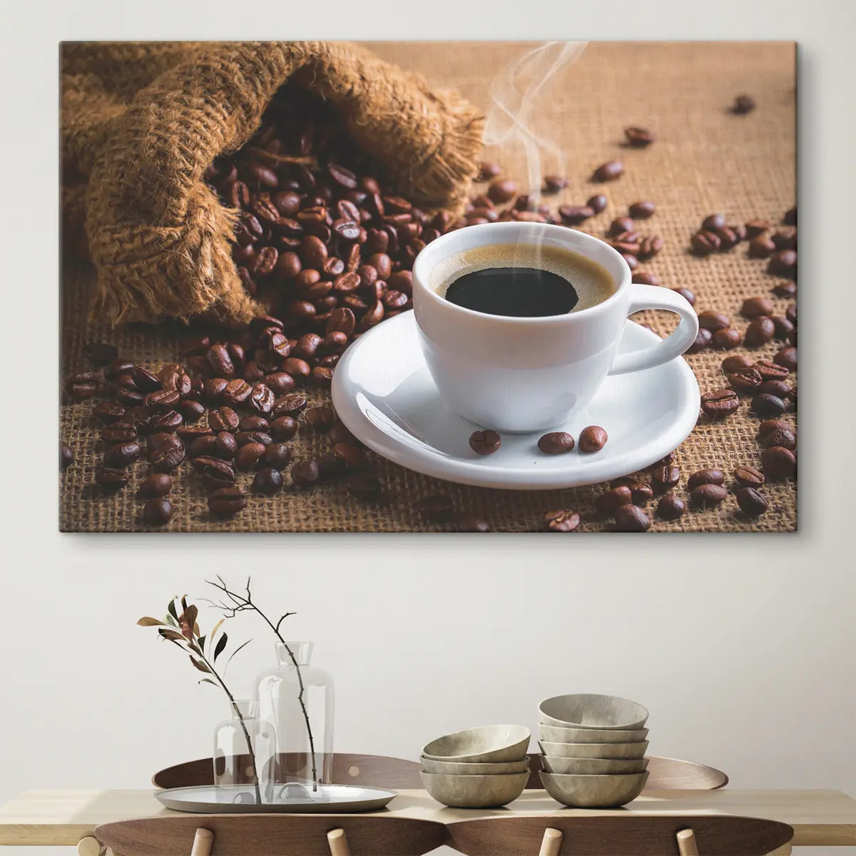 Glezna Svaigi pagatavota kafija un pupiņas s37172