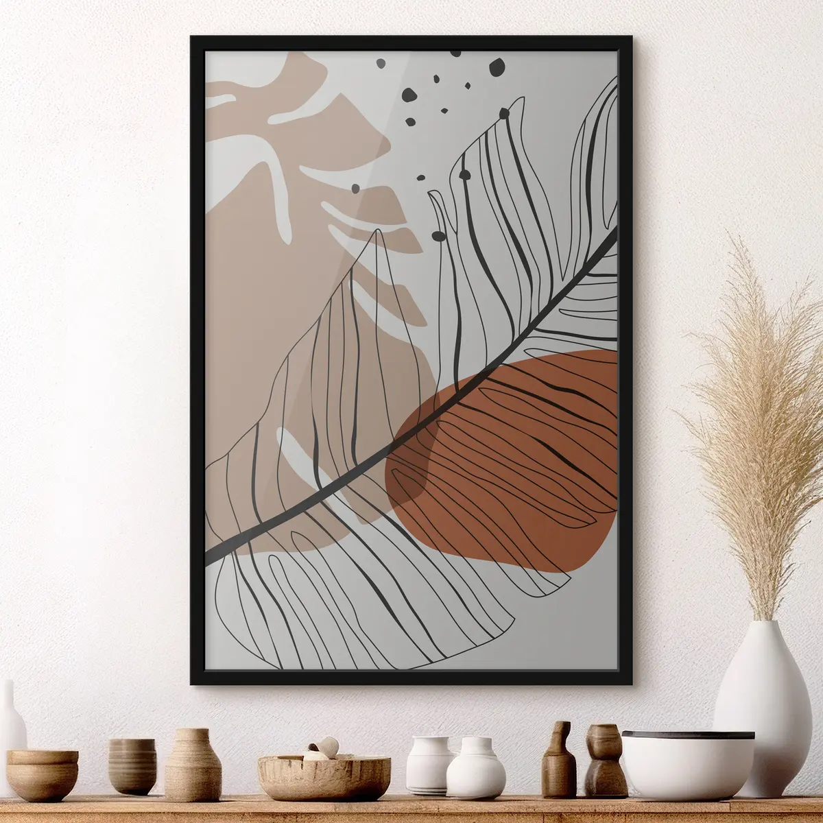 Plakāts Abstraktas formas un delikātas līnijas apvienojas f37029