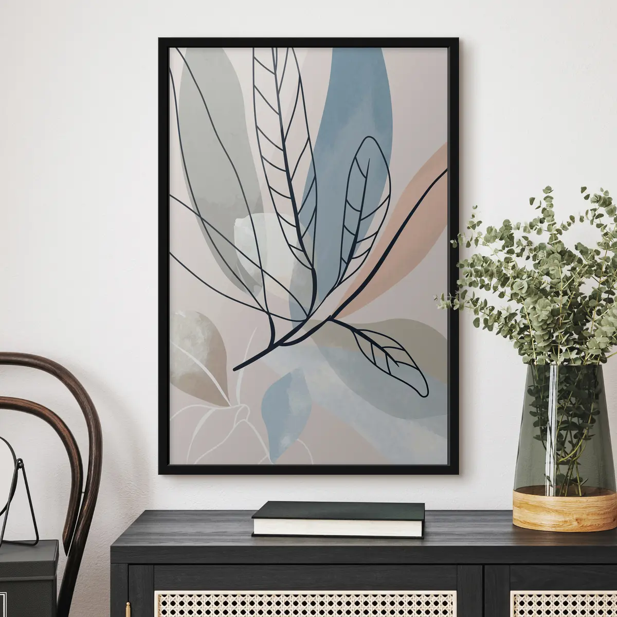 Plakāts Abstraktas lapas maigās krāsās f37053