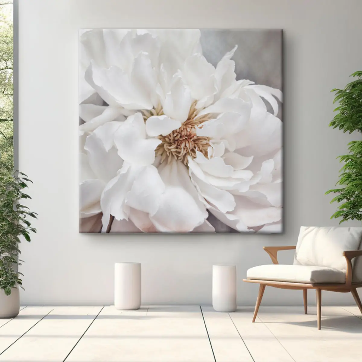 Glezna Elegants balts zieds maigā gaismā s37161