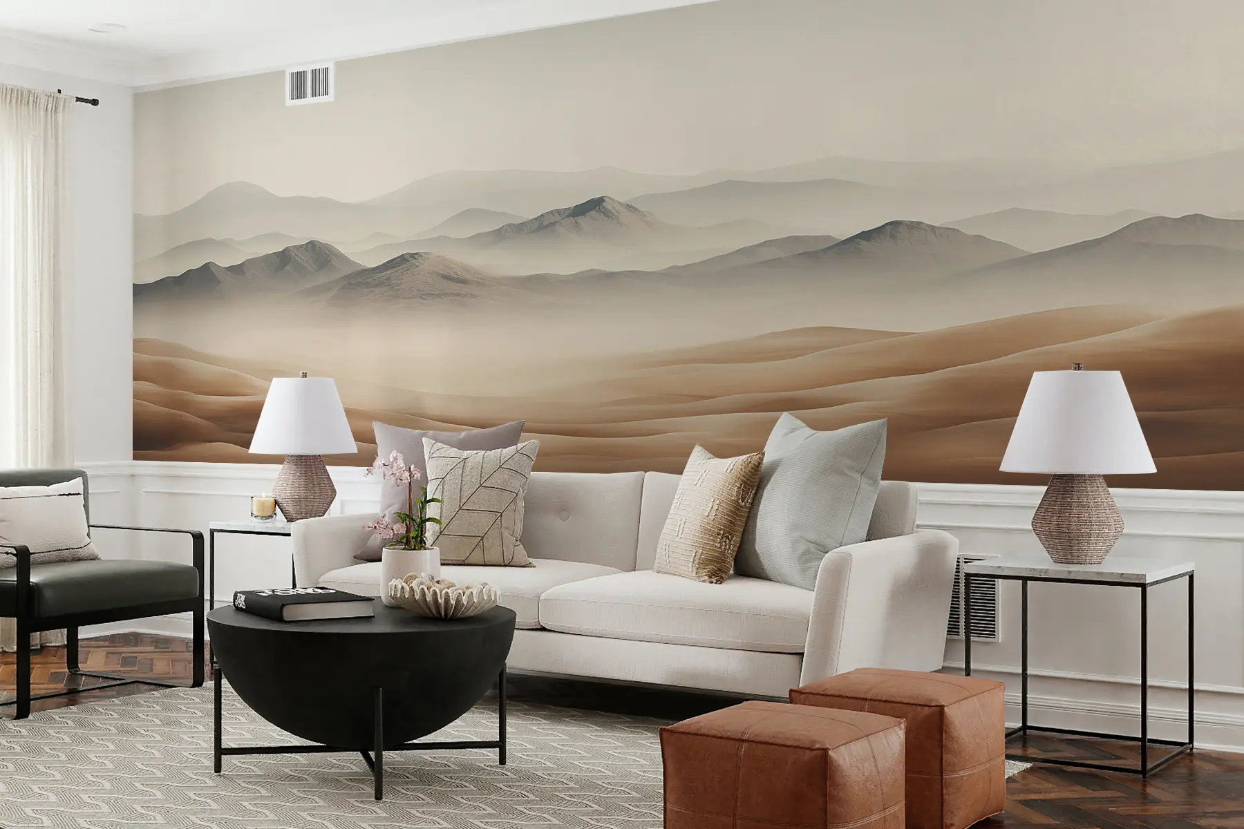 Fototapetes Kalni ainava, tuksnesis, bēšas krāsas, reālisms u99456