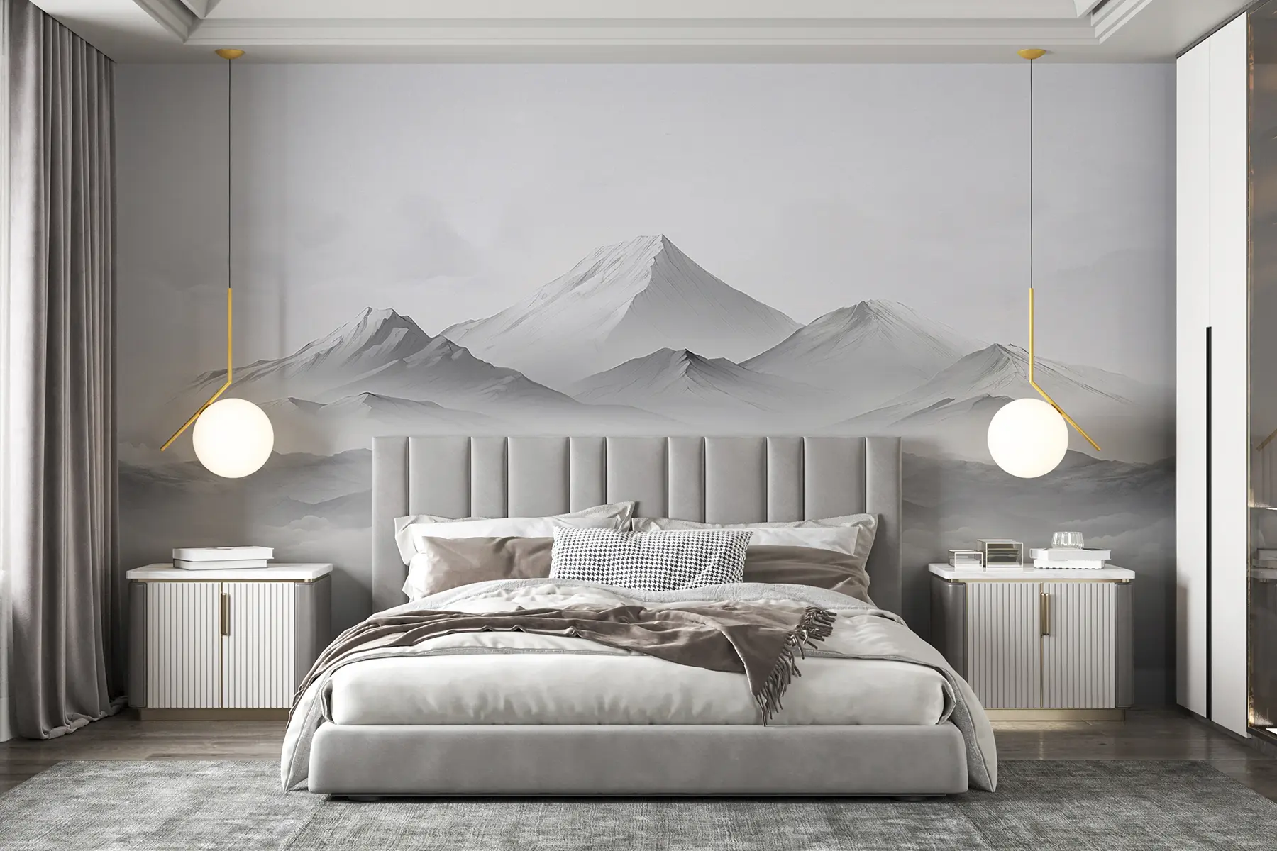 Fototapetes Kalni mākoņos, migla, pelēka krāsa, ainava u99458