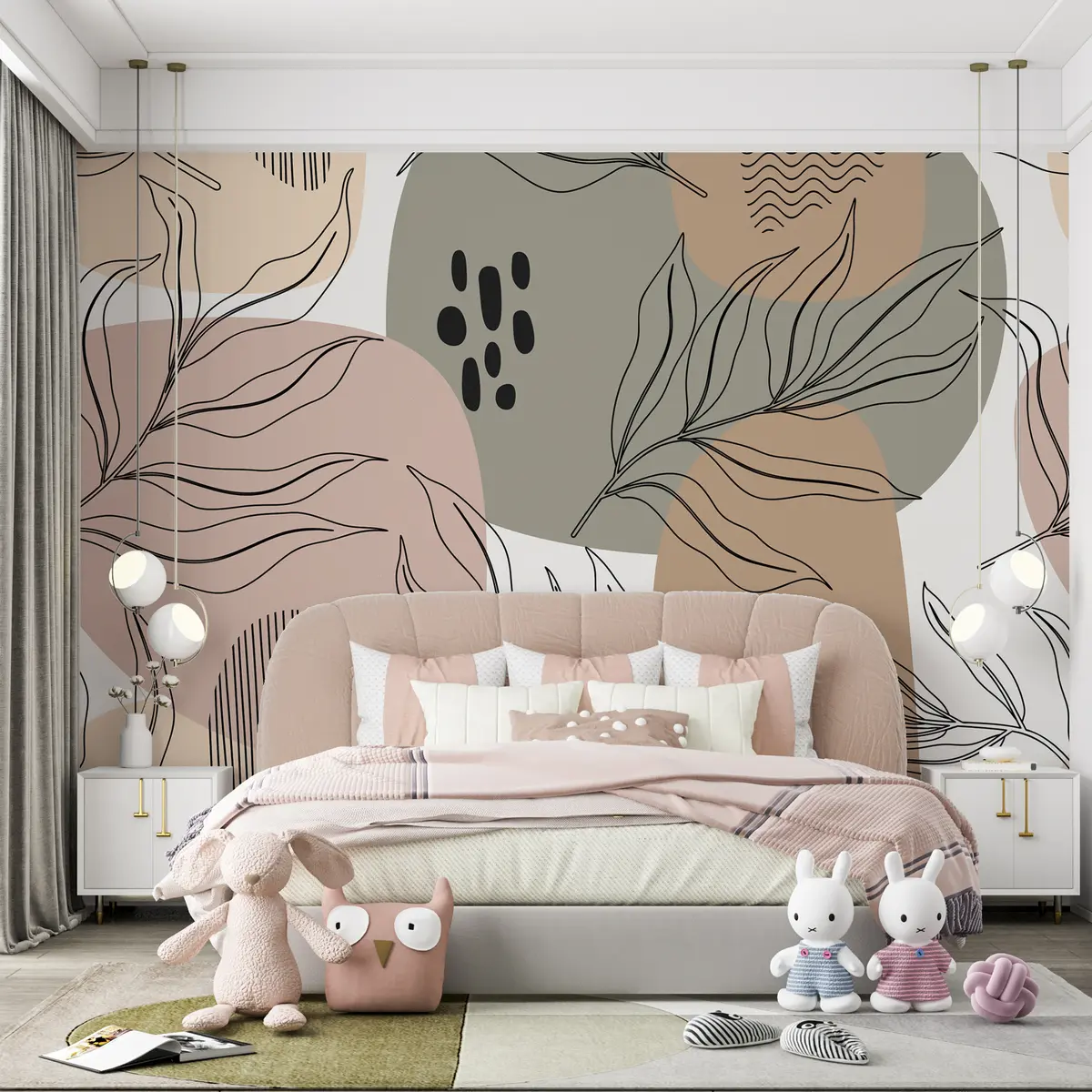 Fototapetes Ar rokām apgleznotas tropu lapas bezšuvju rakstā. u99422