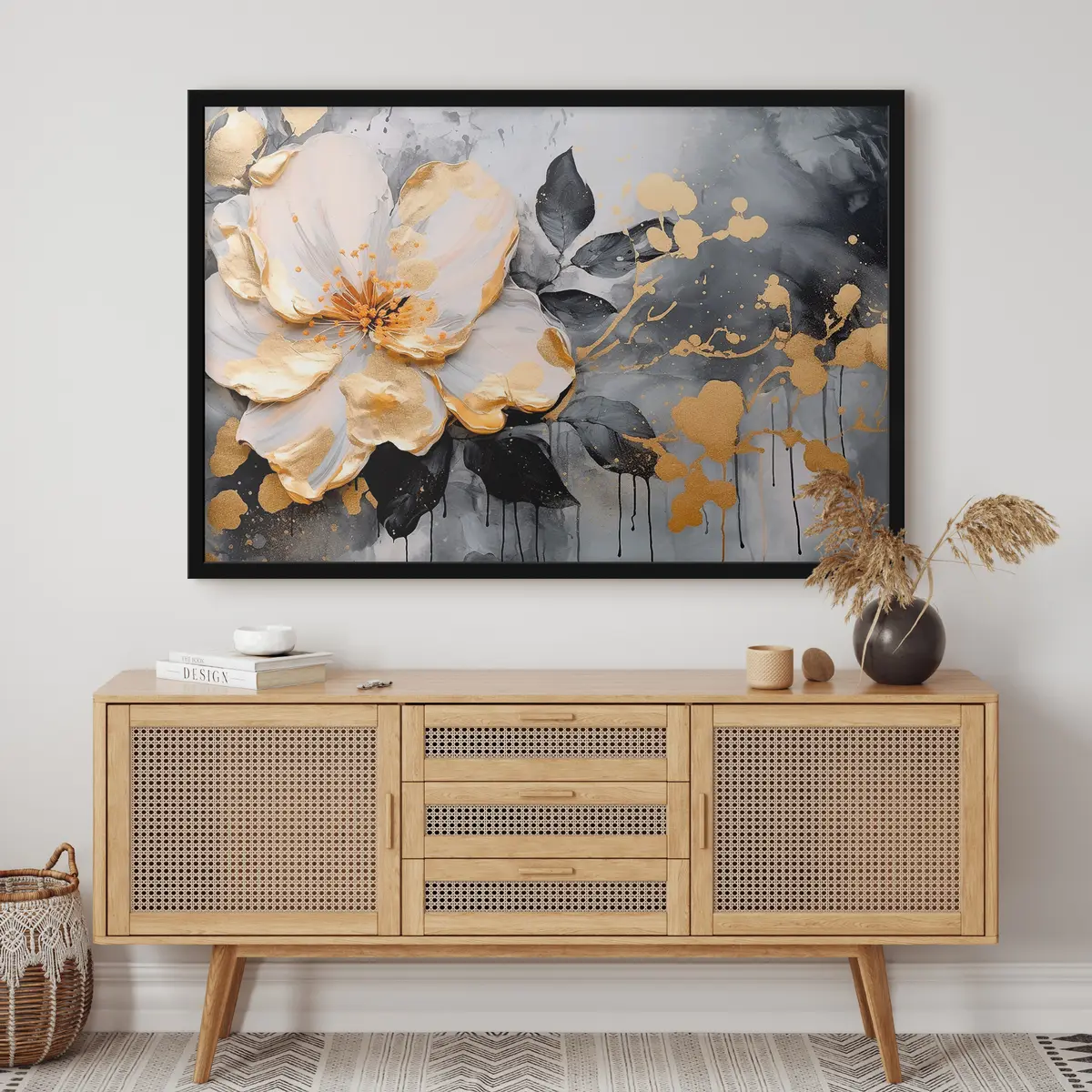 Plakāts Elegants ziedu dizains ar kontrastējošām nokrāsām f35528