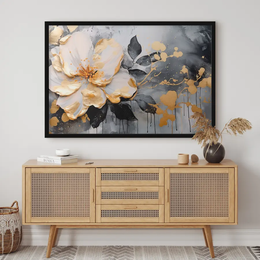 Fototapetes Elegants ziedu dizains ar kontrastējošām nokrāsām f35528