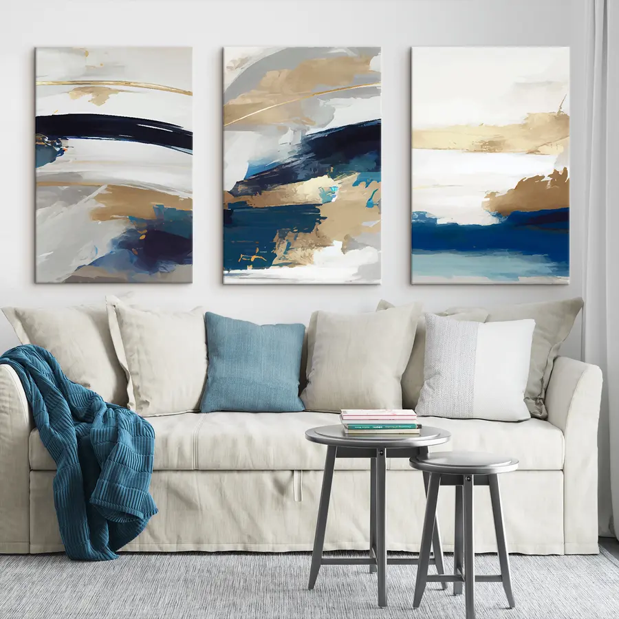 Glezna Pelēkzils abstrakts m00269