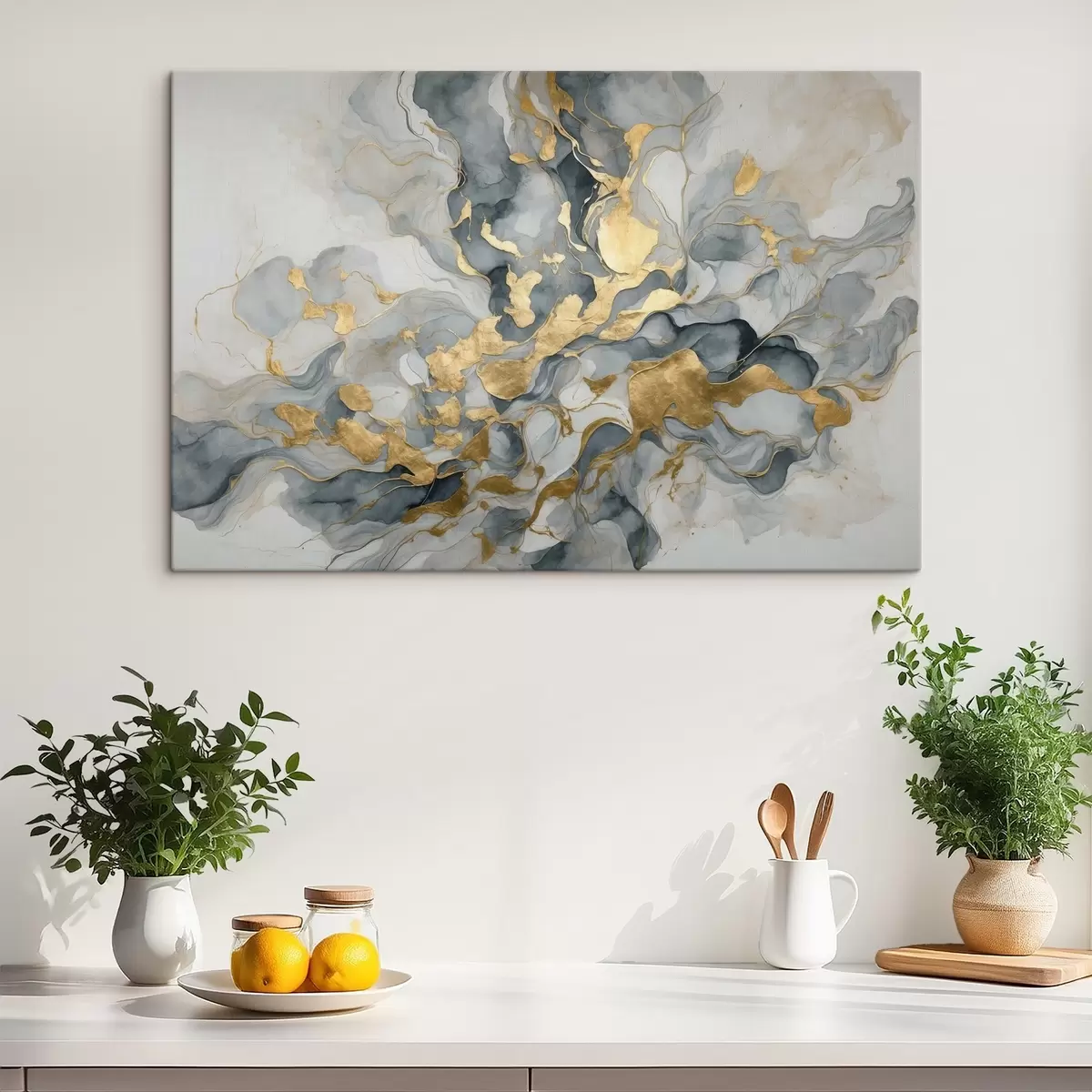 Glezna Abstrakcija zilās akvareļos s37331