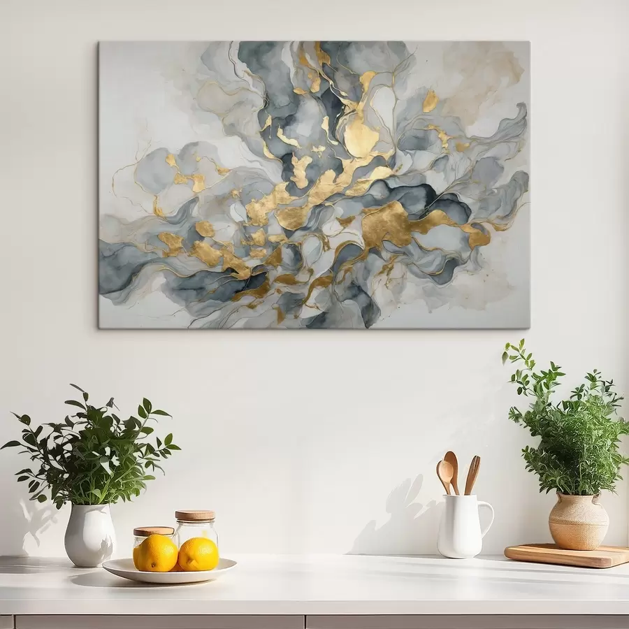 Glezna Abstrakcija zilās akvareļos s37331