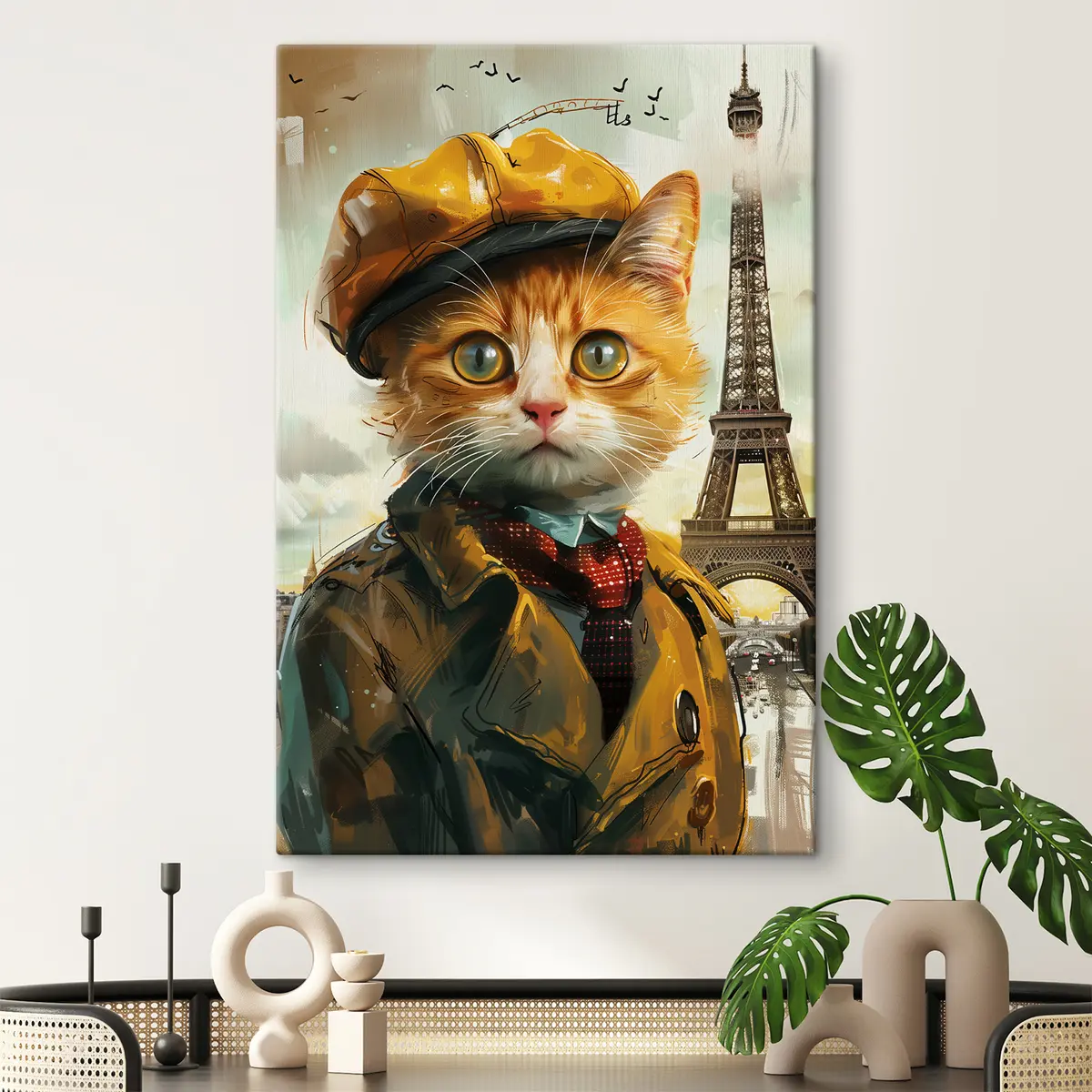Glezna Burvīga kaķene Parīzes tērpā s37456