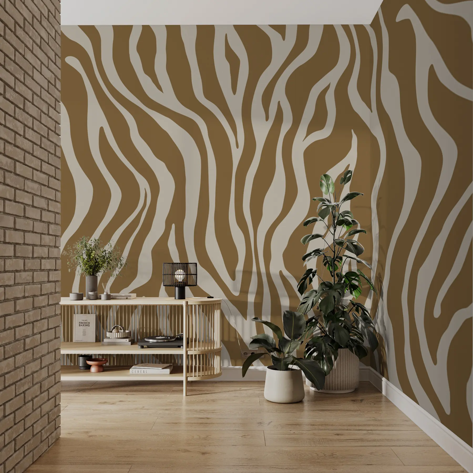 Fototapetes Zebru ādas vektordruka brūnā un baltā krāsā u99173